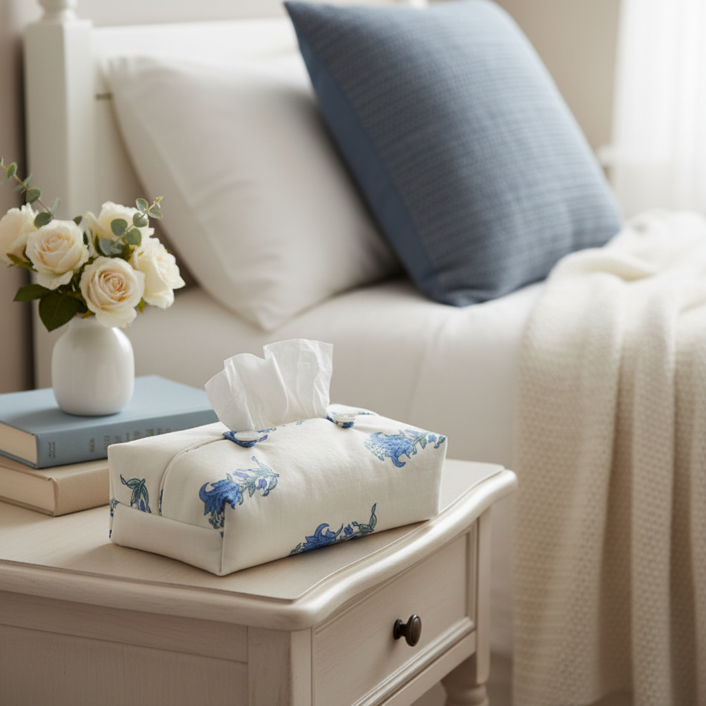 Fabric Tissue Box Cover Indian Lily