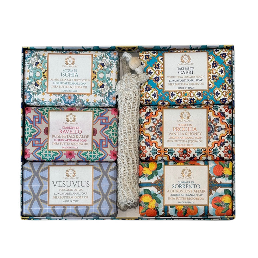 6 Pack Italian Soap & Sisal Bag