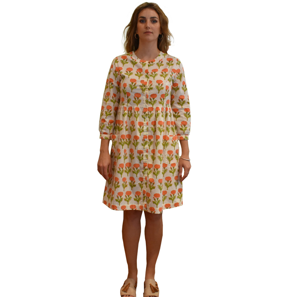 Waisted Pocket Dress -Marigold