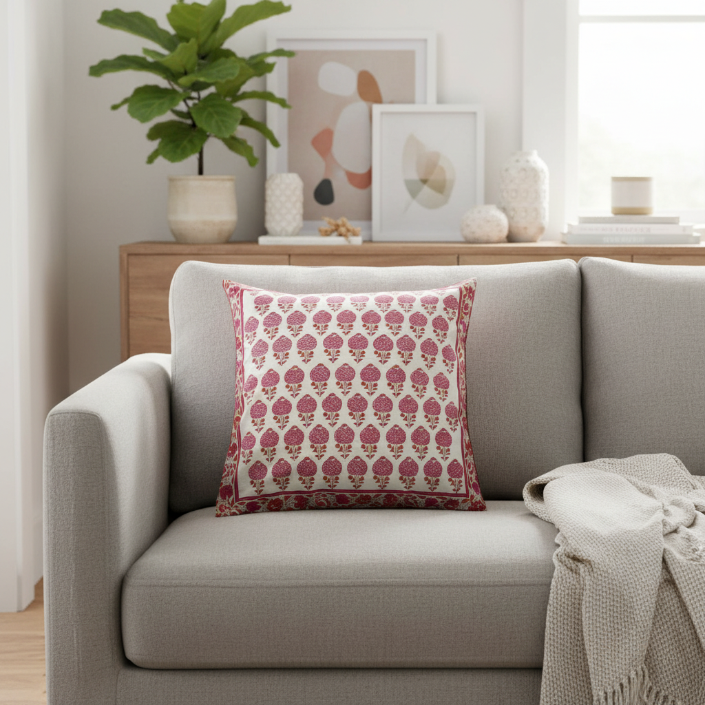 Moghul Rose Border Cushion Cover 55 x 55cm