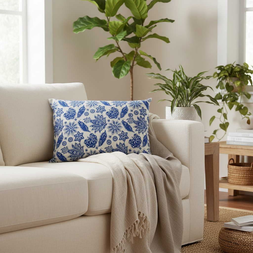 Cushion Cover Block Print Large Rect. 60x45