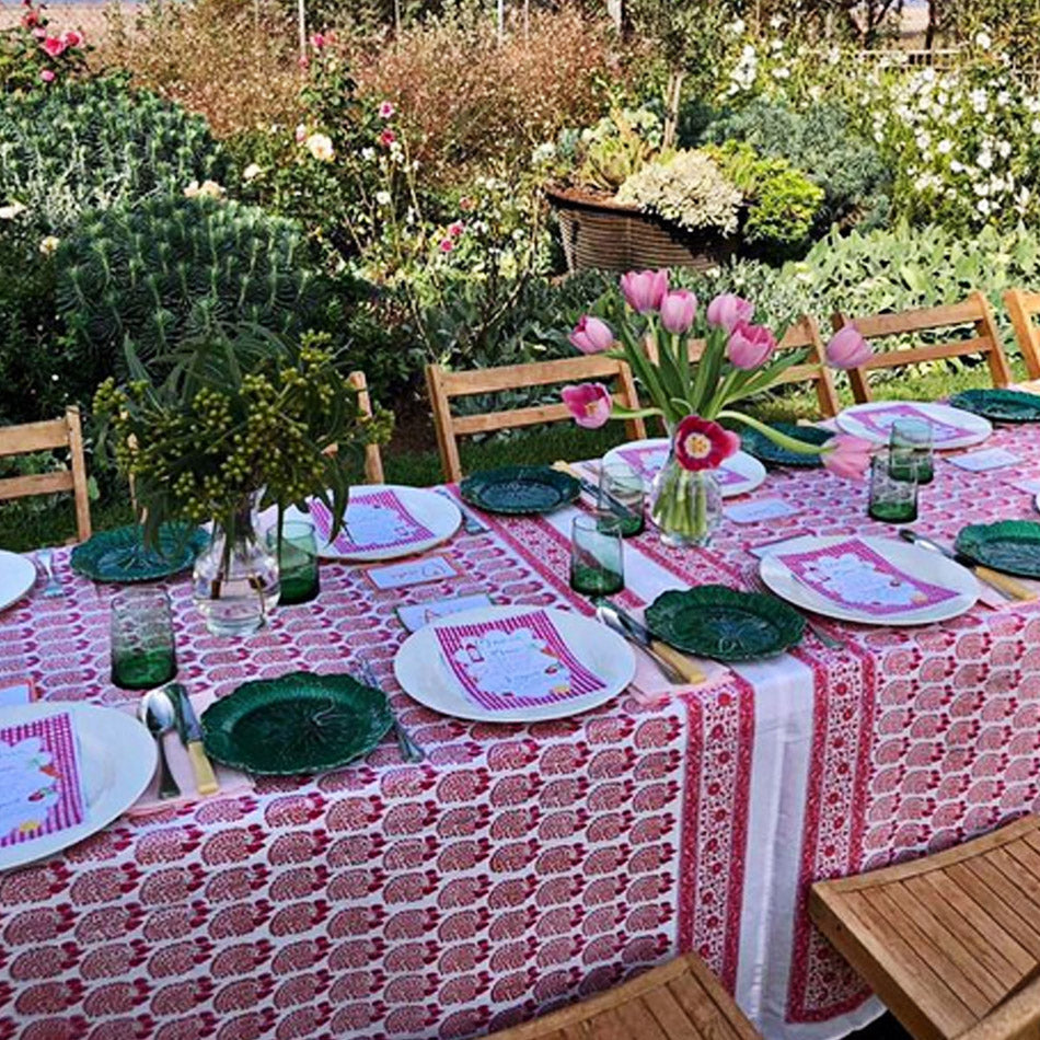 Hand block printed tablecloth Rect at Pigott's Store