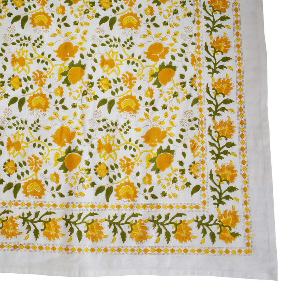 Hand block printed tablecloth Rect at Pigott's Store