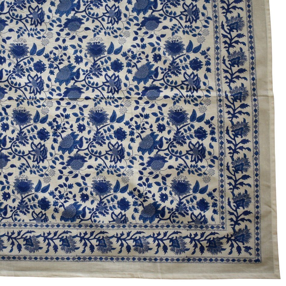 Hand block printed tablecloth Rect at Pigott's Store