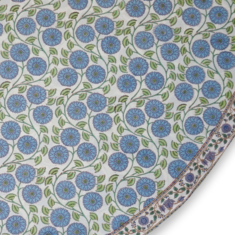 Hand block printed tablecloth Round at Pigott's Store