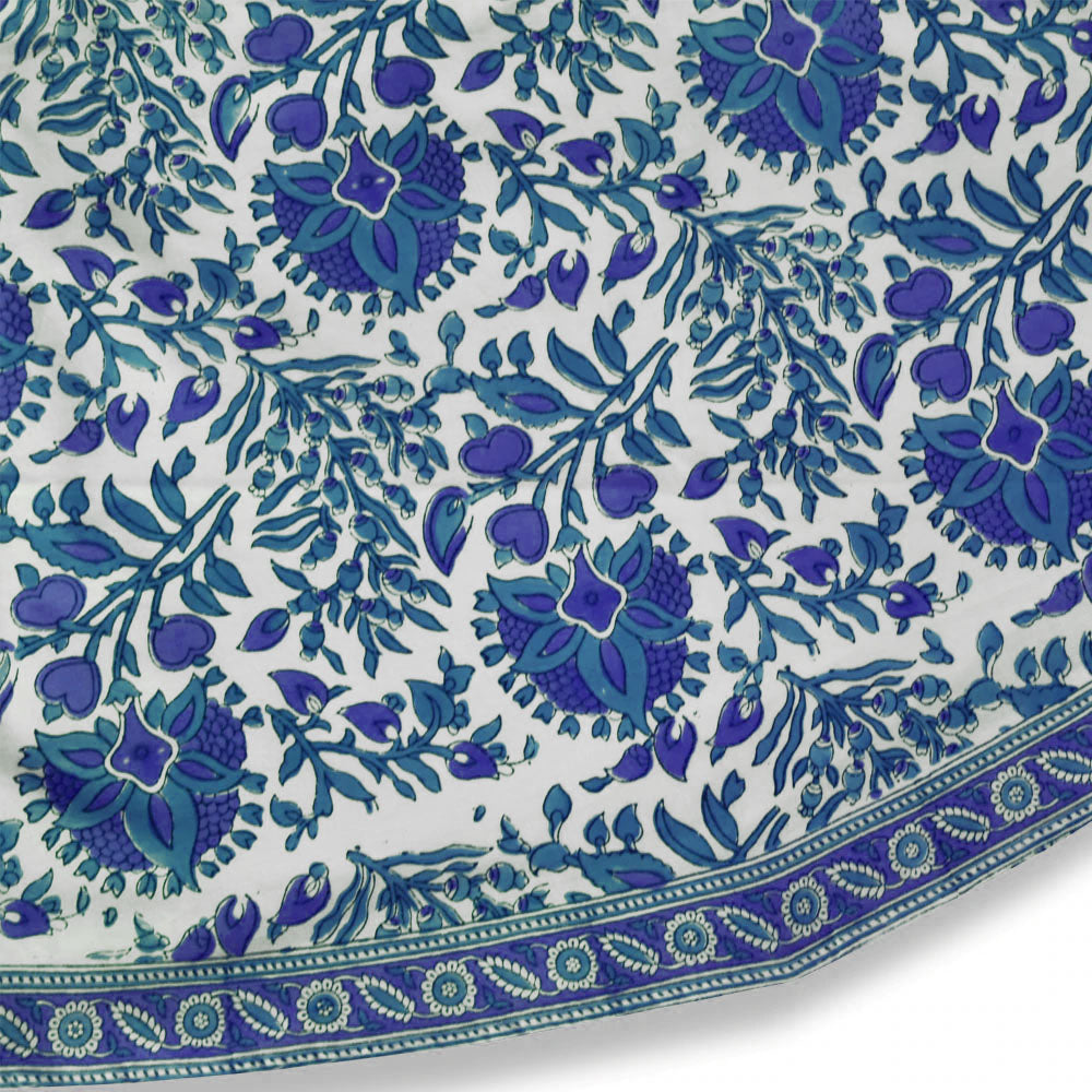 Hand block printed tablecloth round at Pigott's Store