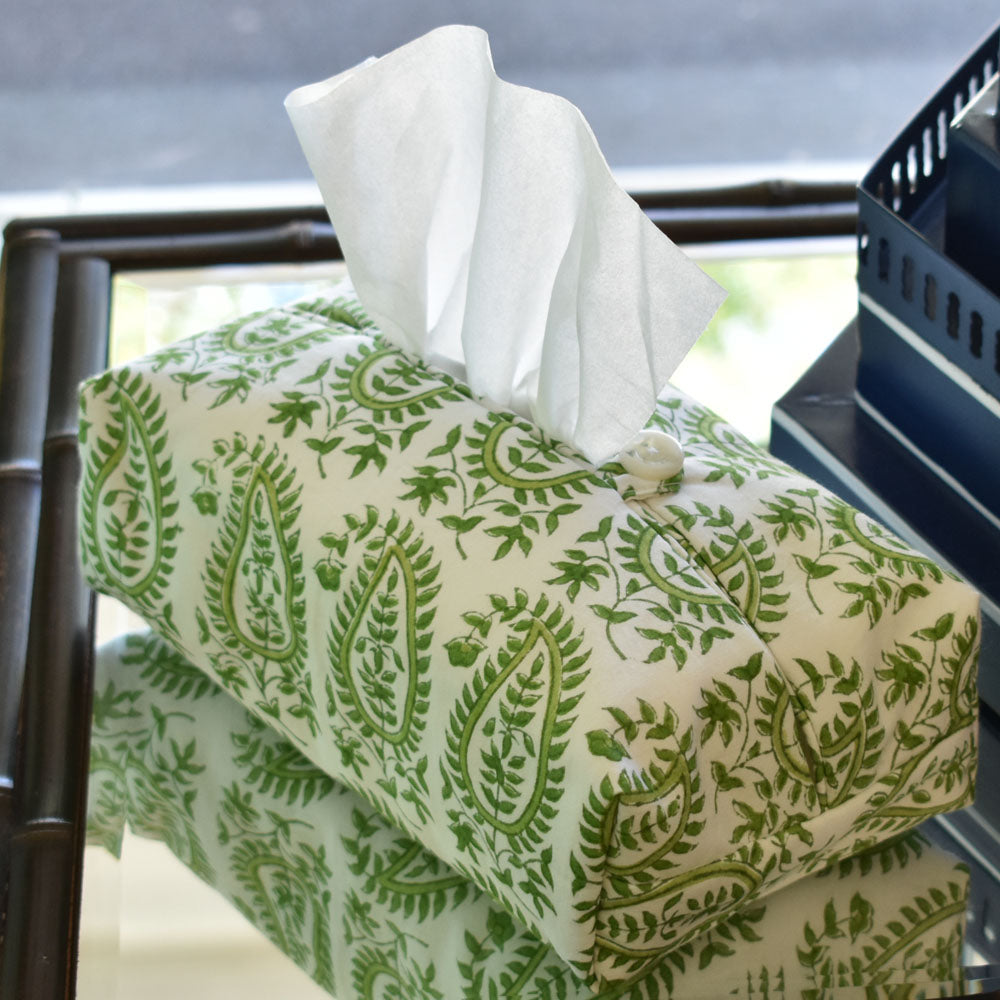 Fabric Tissue Box Cover Gita Paisley at Pigott's Store