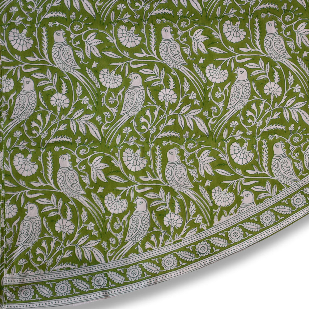 Hand block printed tablecloth Round at Pigott's Store