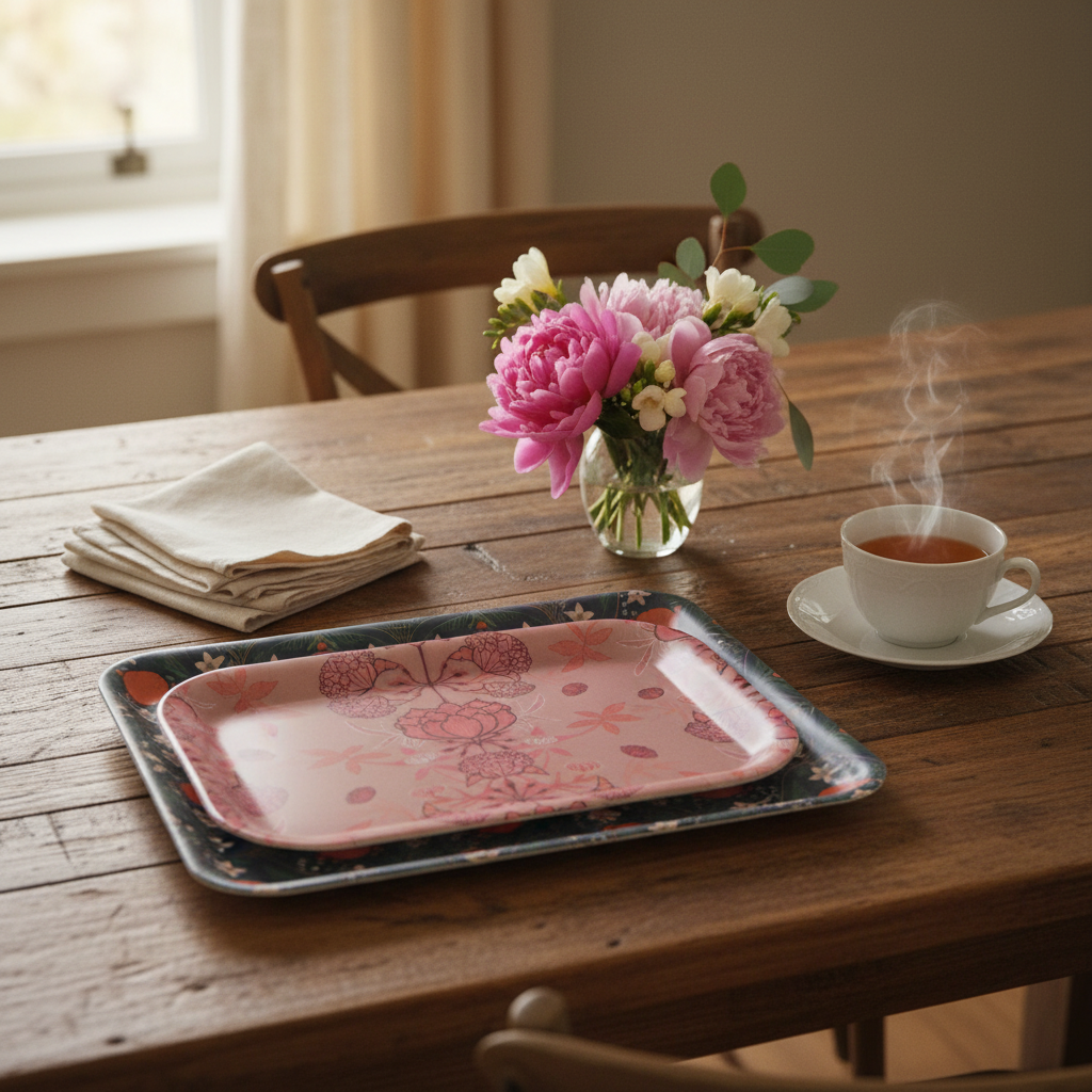 Tray Rect Floral Garden