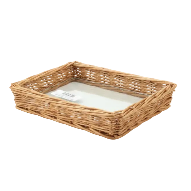 Small Wicker Tray with Glass
