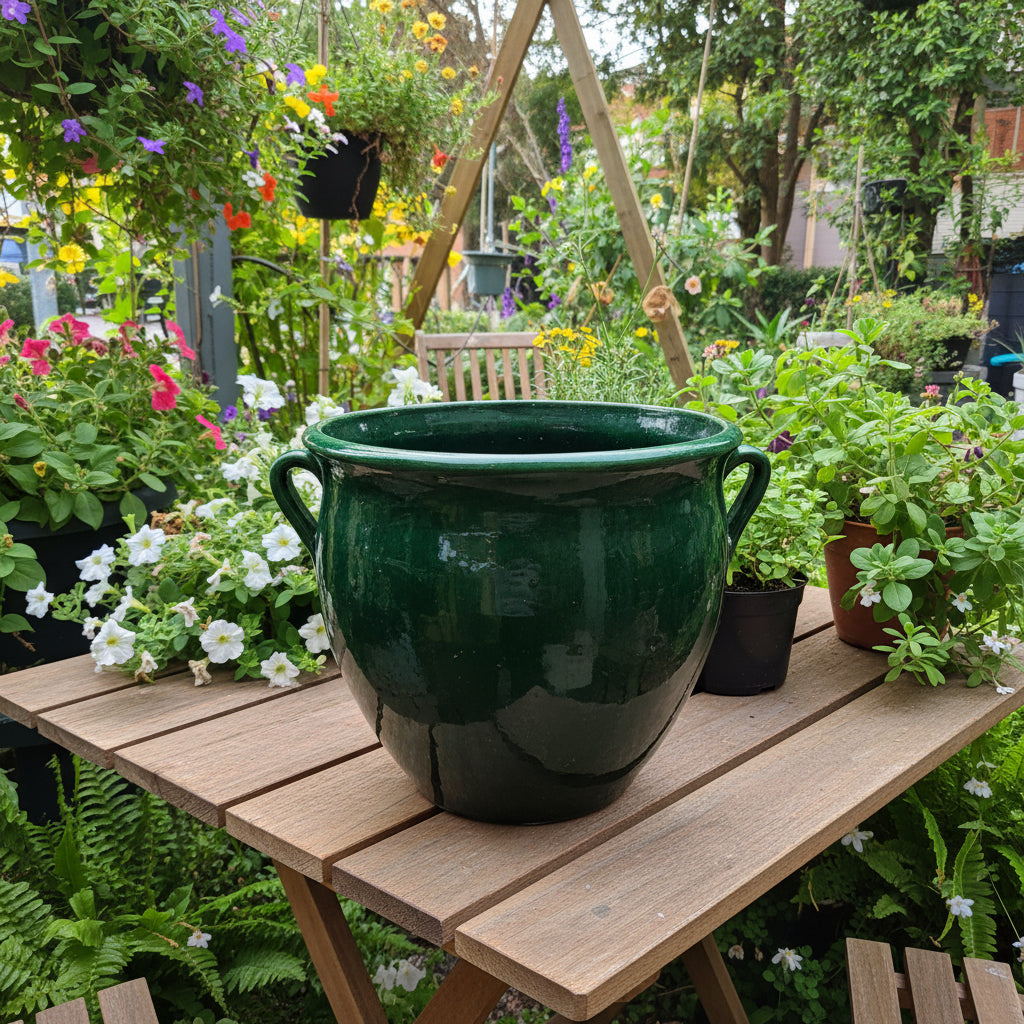 Portuguese Green Planters w/Handles PT423