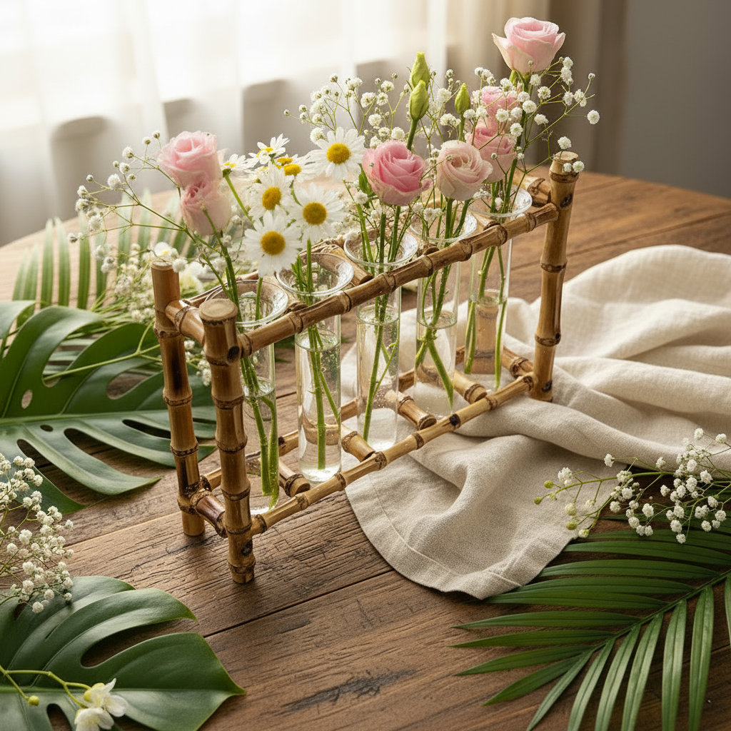 5 Tube Bamboo Vase