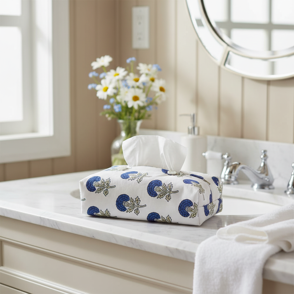 Fabric Tissue Box Cover - Bird Buta