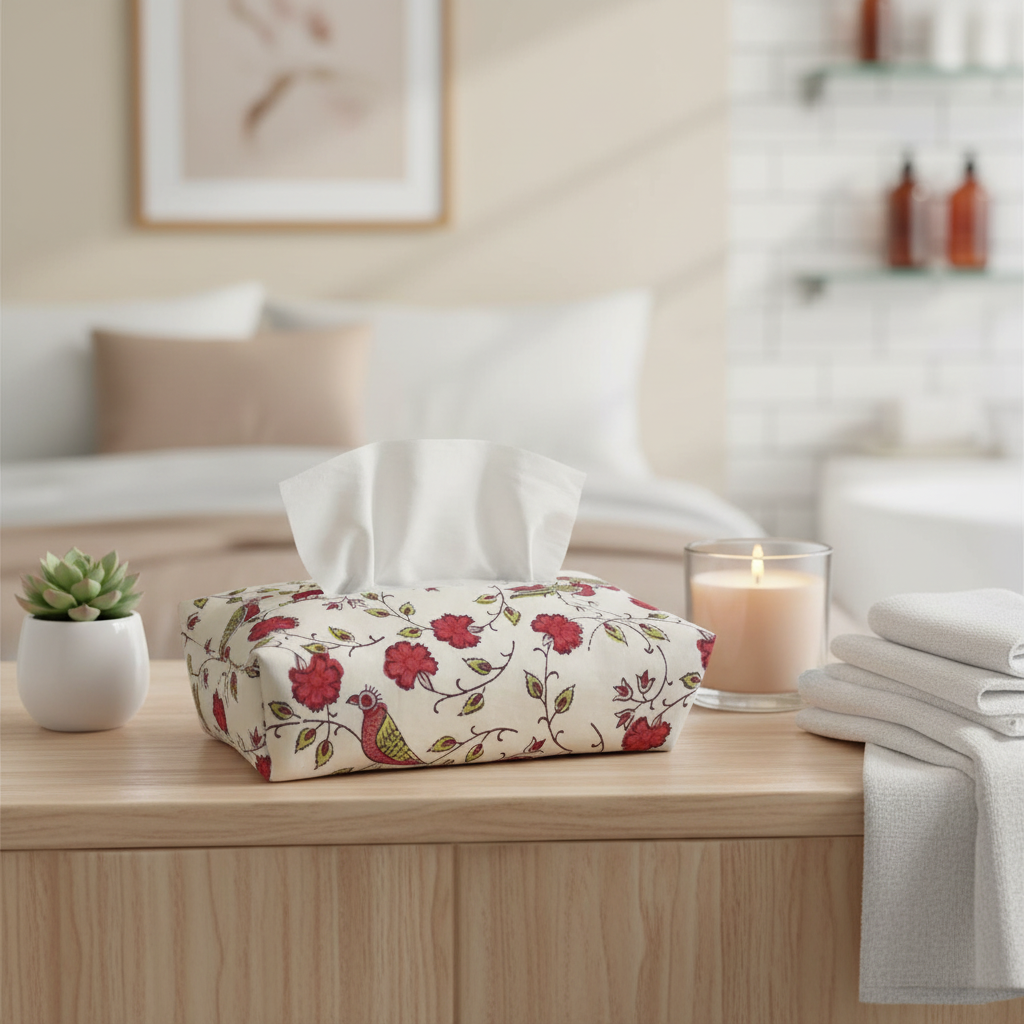Fabric Tissue Box Cover - Bird Jal