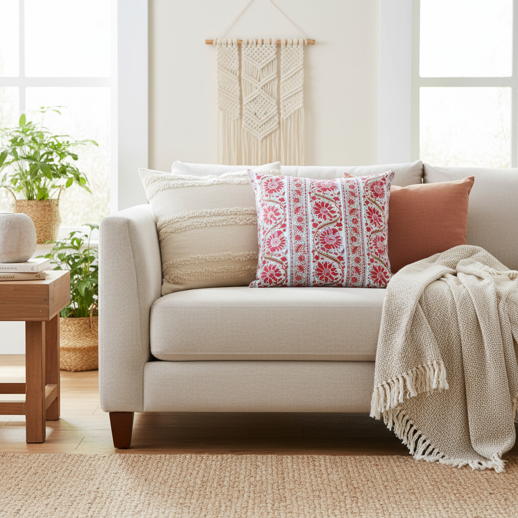 Indian Summer Border Cushion Cover  55 x 55cm