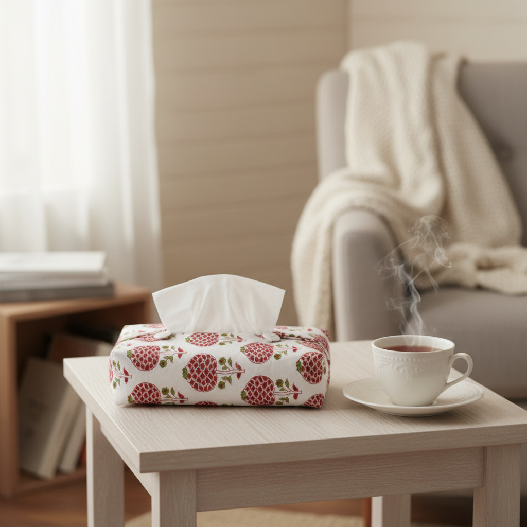 Fabric Tissue Box Cover - Moghul Rose
