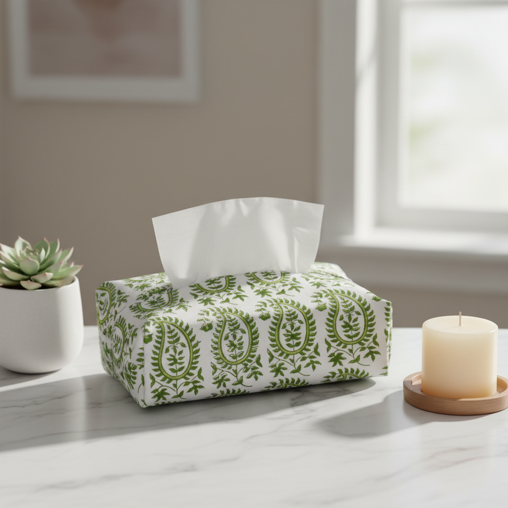 Fabric Tissue Box Cover - Gita Paisley