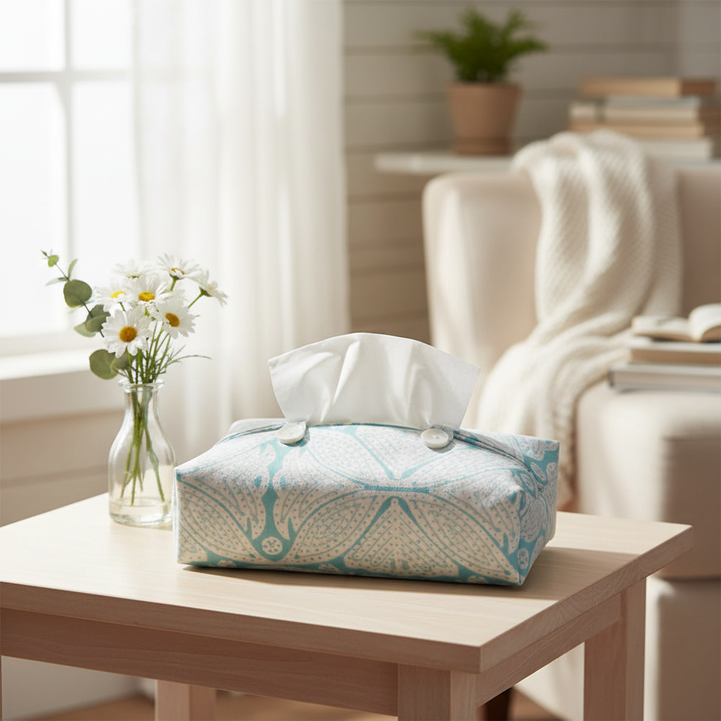 Fabric Tissue Box Cover - Square Flower