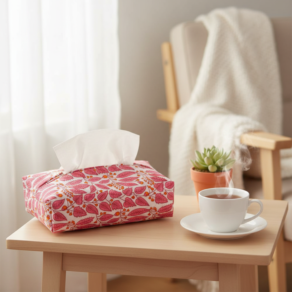 Fabric Tissue Box Cover - Vine Buta