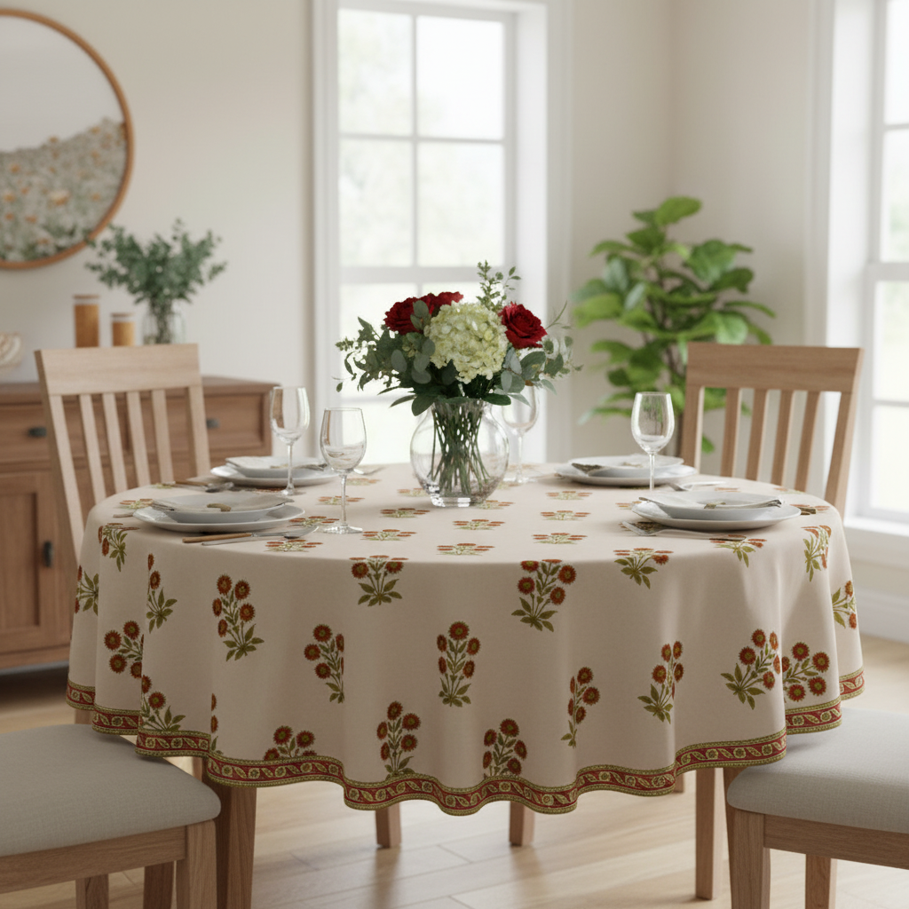Tablecloth - Round- Five Flower