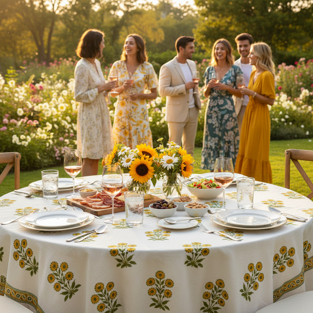 Tablecloth - Round- Five Flower