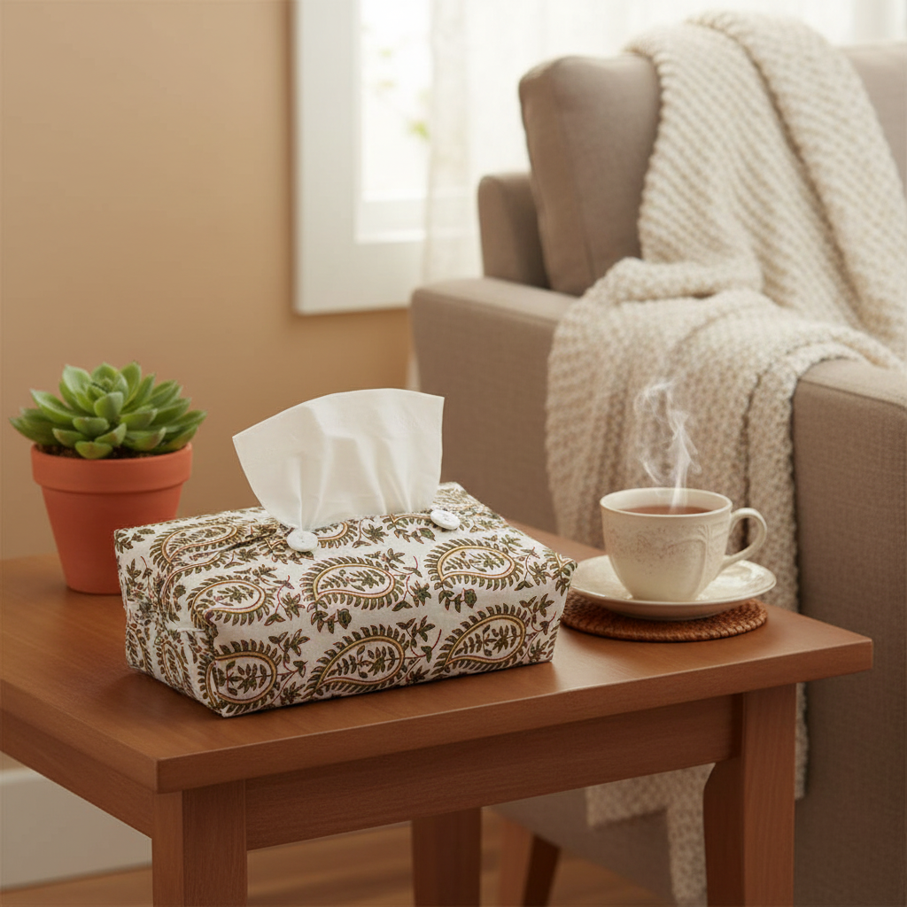 Fabric Tissue Box Cover - Gita Paisley