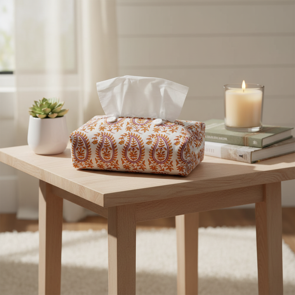 Fabric Tissue Box Cover - Gita Paisley