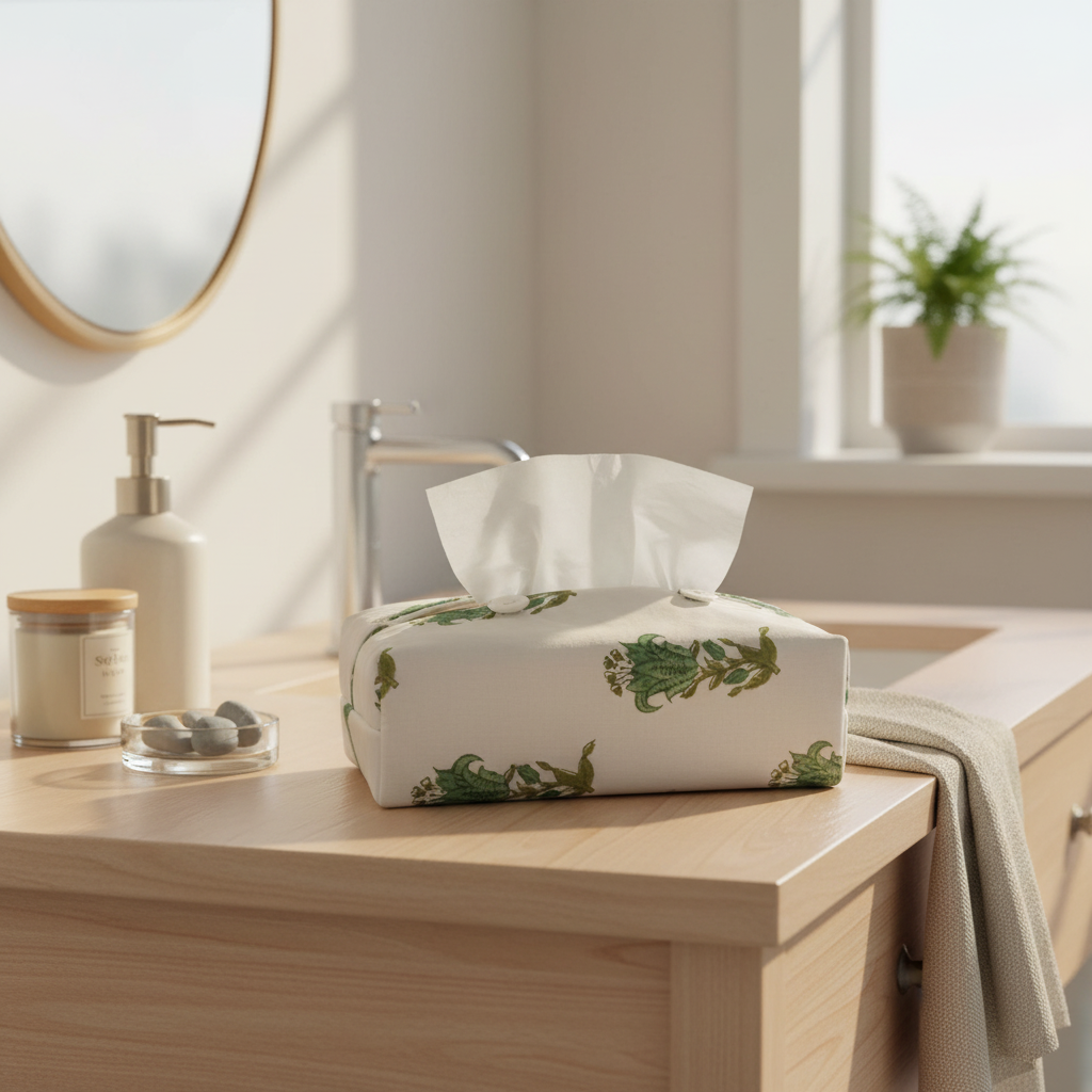 Fabric Tissue Box Cover Indian Lily