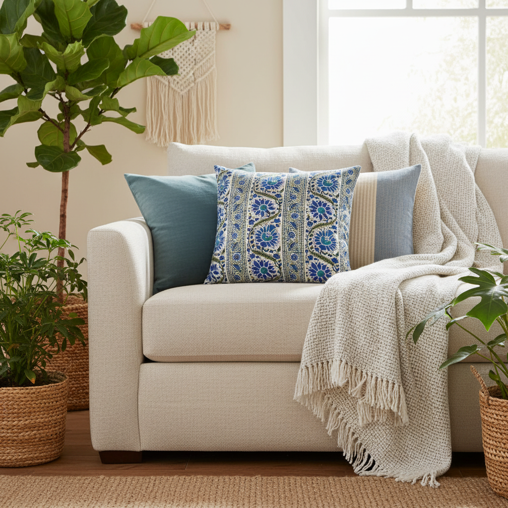 Indian Summer Border Cushion Cover  55 x 55cm