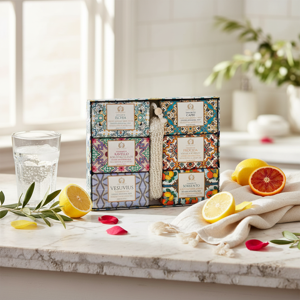 6 Pack Italian Soap & Sisal Bag