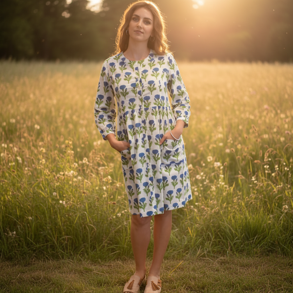 Waisted Pocket Dress -Marigold