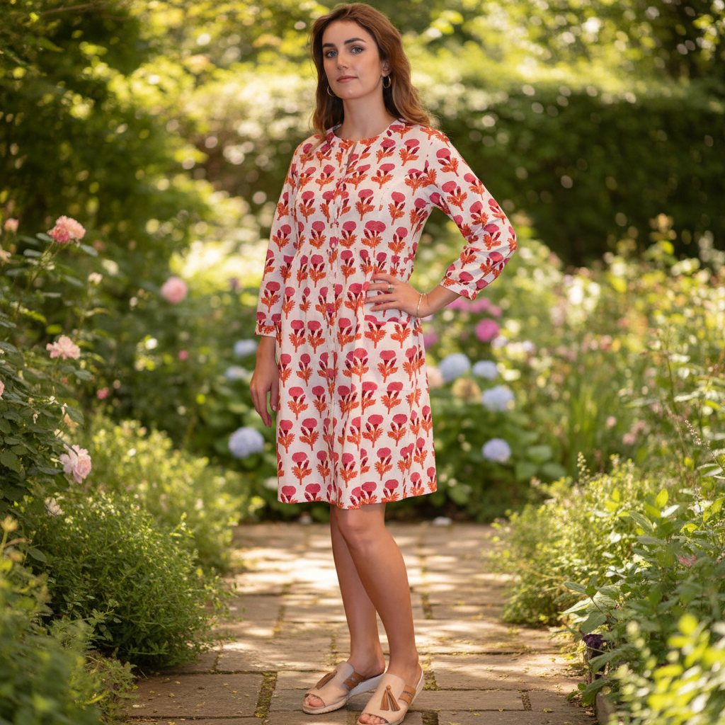 Waisted Pocket Dress -Marigold