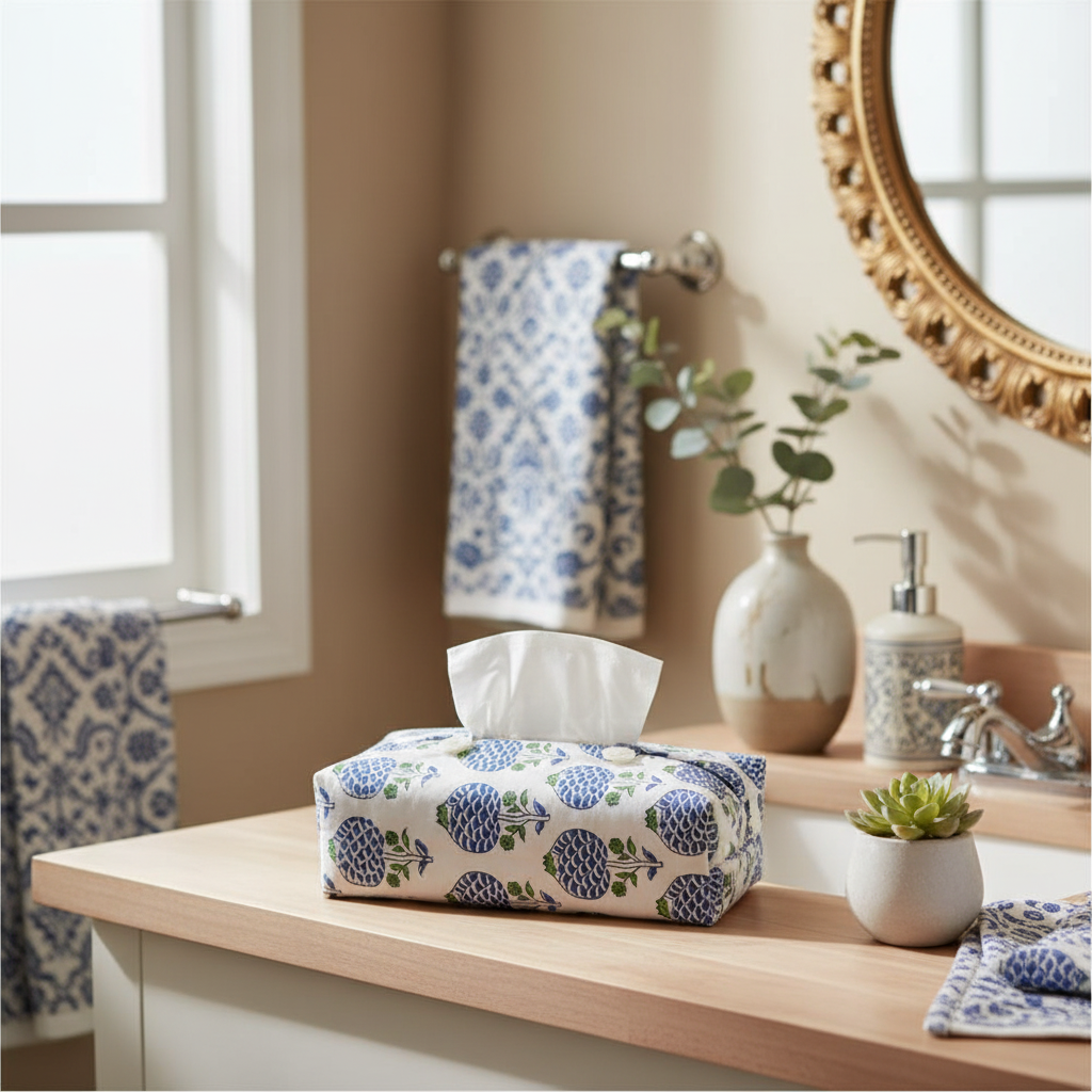 Fabric Tissue Box Cover - Moghul Rose