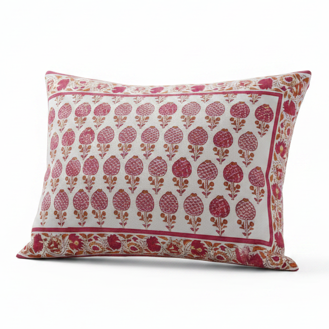 Pillow Case - Block Printed - Moghul Rose