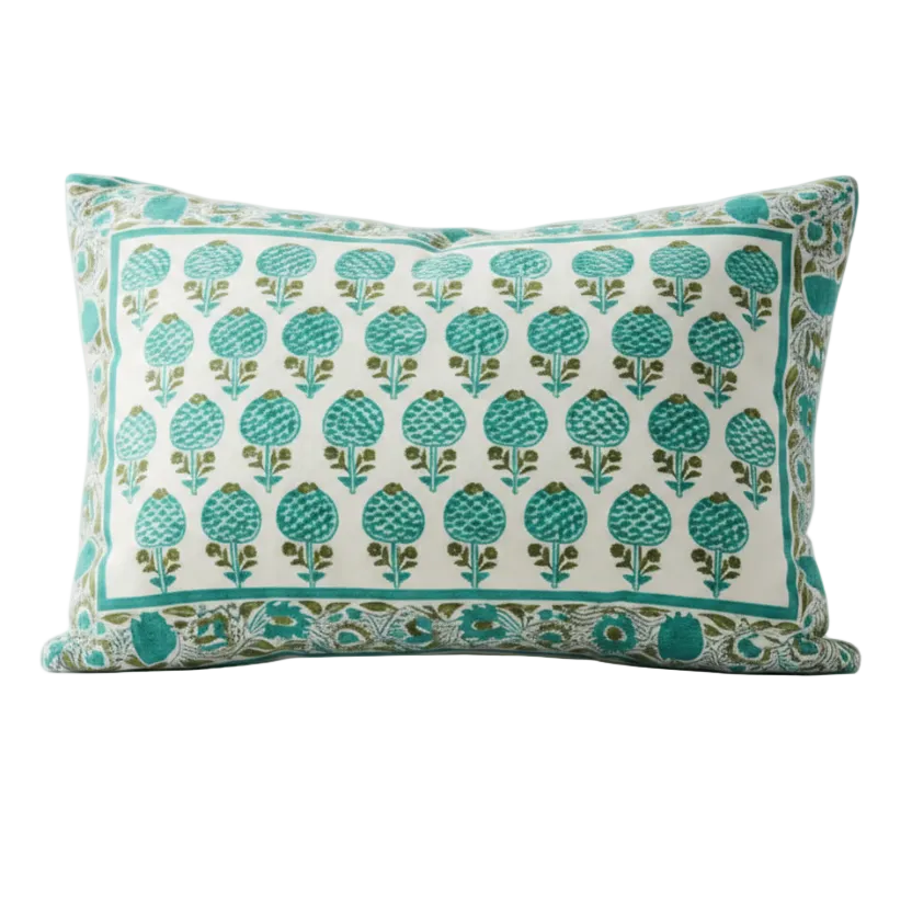 Pillow Case - Block Printed - Moghul Rose