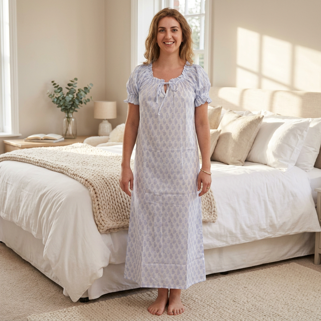 Puff Sleeve Night Dress Long