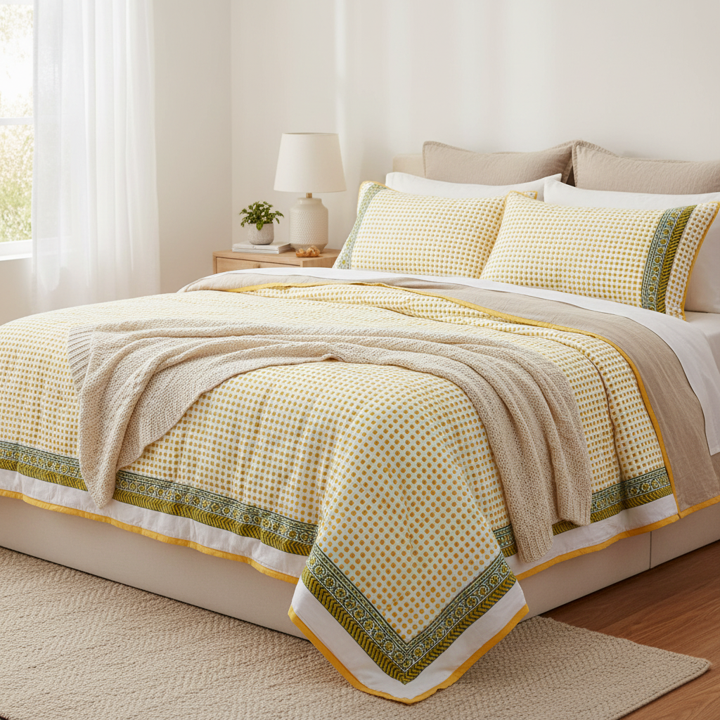 Quilt - Sunflower Buta / Square Dot