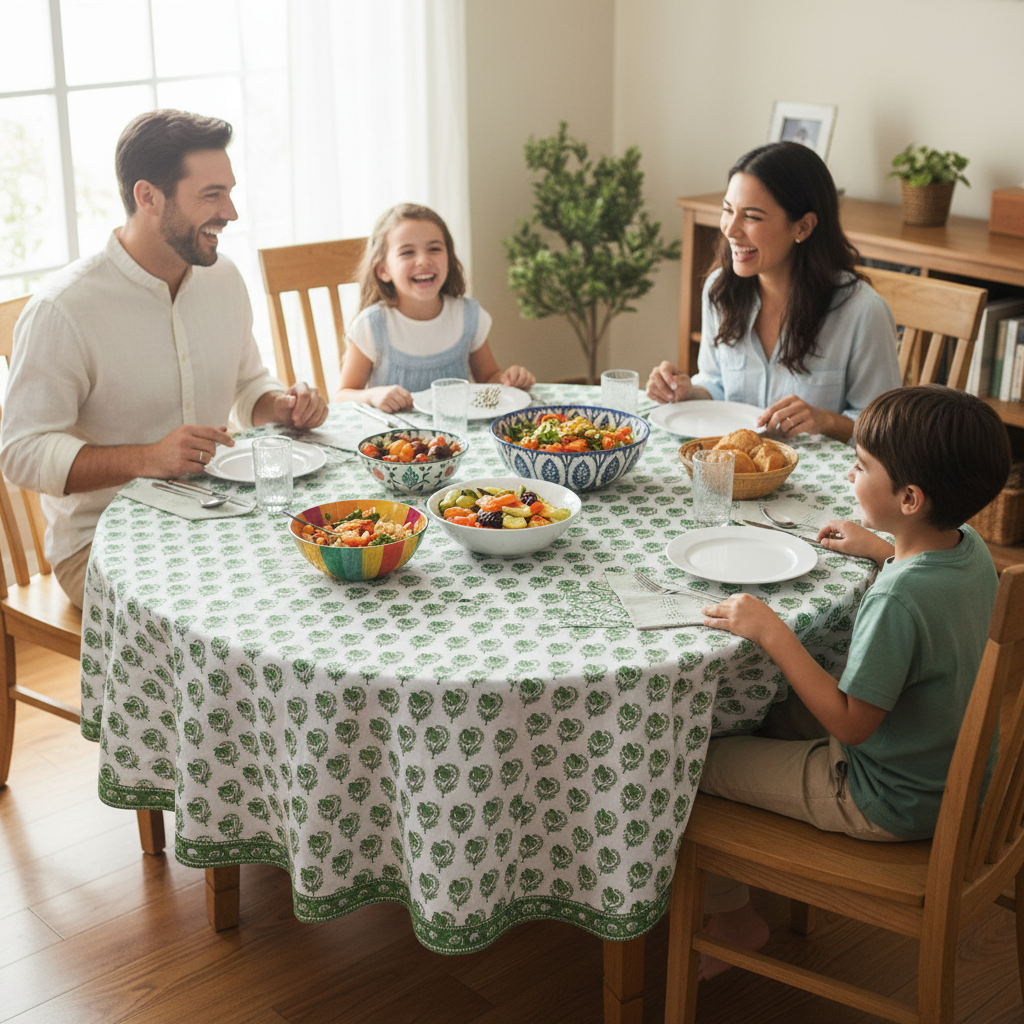 Tablecloth - Round - Stripe Buta