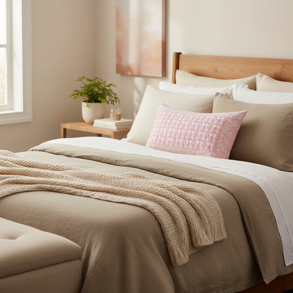 Pillow Case - Block Printed - Sally