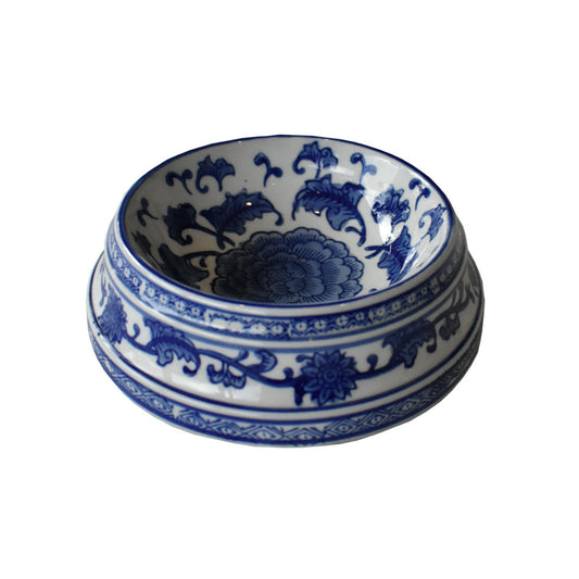 Blue and White Floral Dog Bowl Small