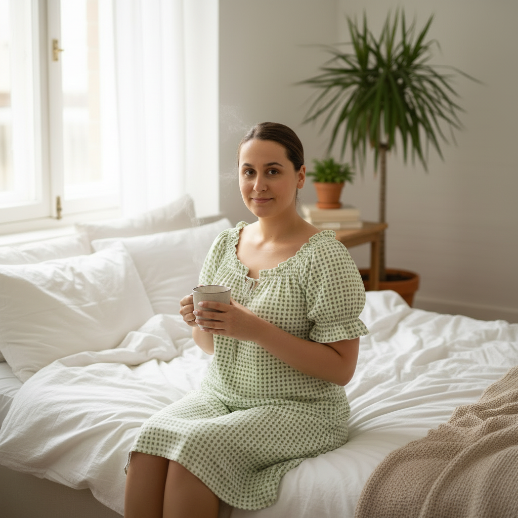Short Sleeved Night Dress - Square