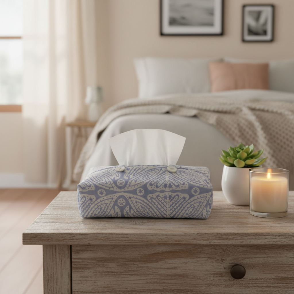 Fabric Tissue Box Cover - Square Flower