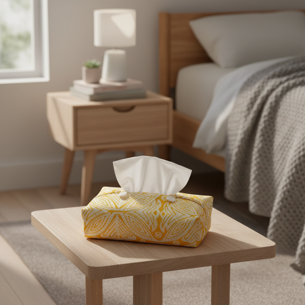 Fabric Tissue Box Cover - Square Flower