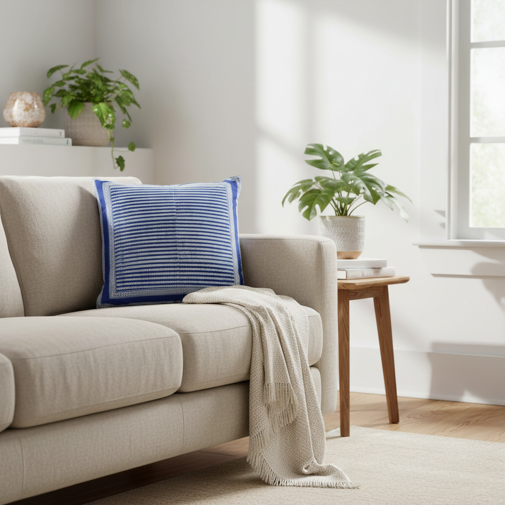Stripe Stripe Border Cushion Cover 55 x 55cm