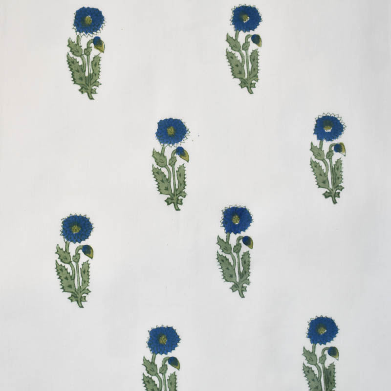Sunflower Buta Hand Block Printed Cotton Fabric at Pigott's Store