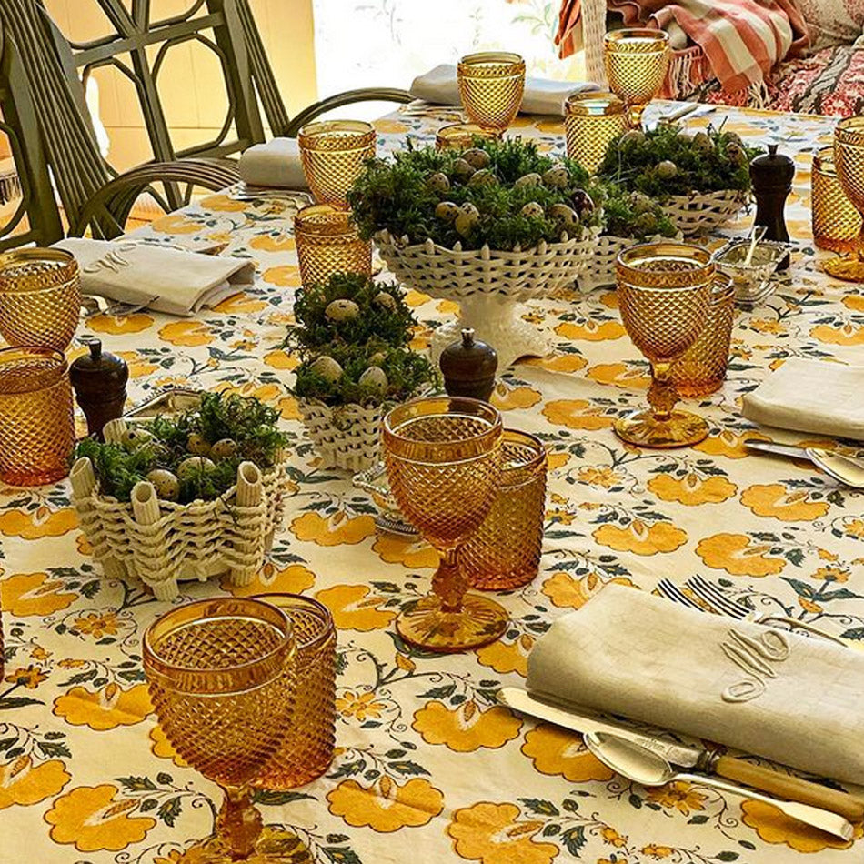 Hand block printed tablecloth Rect at Pigott's Store