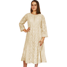 Load image into Gallery viewer, Gold and White Chikankari Dress at Pigott&#39;s Store