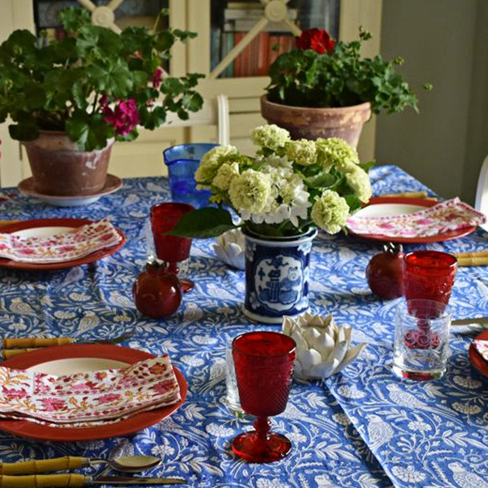 Hand block printed tablecloth Rect at Pigott's Store