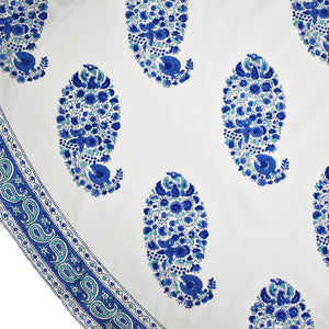 Hand block printed tablecloth round at Pigott's Store