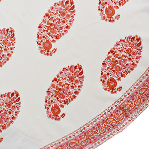Hand block printed tablecloth round at Pigott's Store